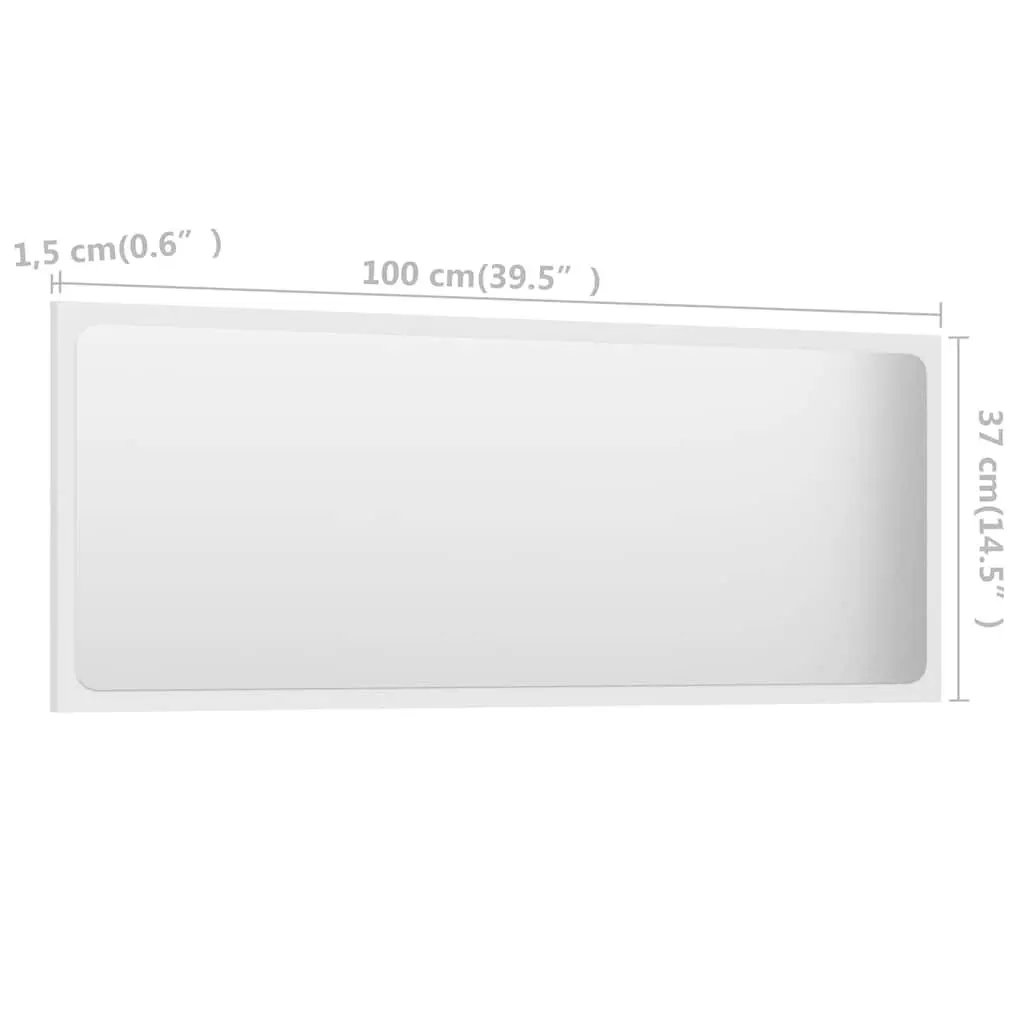 White Wall Mount Bathroom Mirror Cabinet with Storage 100cm