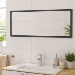 Engineered Wood Grey Wall Mounted Bathroom Vanity Mirror