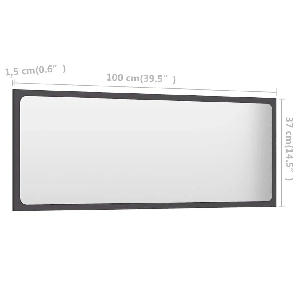 Engineered Wood Grey Wall Mounted Bathroom Vanity Mirror
