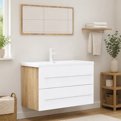Stylish 2-Piece Bathroom Furniture Set with Mirror and Cabinet