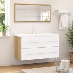 Stylish 2-Piece Bathroom Furniture Set with Cabinet & Mirror