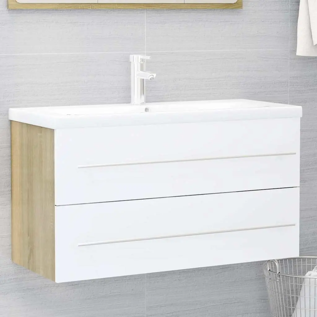2-Piece Bathroom Furniture Set with Cabinet & Mirror