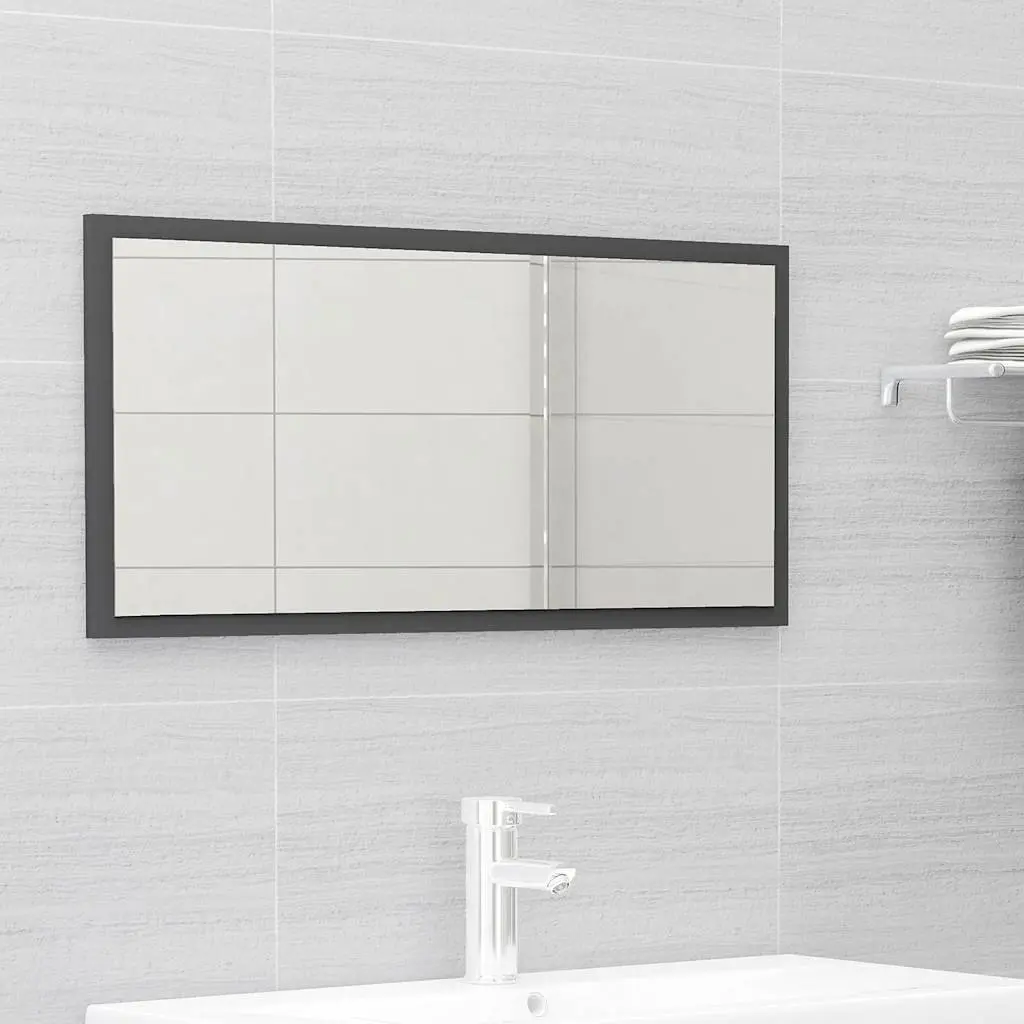 Grey 2-Piece Bathroom Storage Cabinet & Mirror