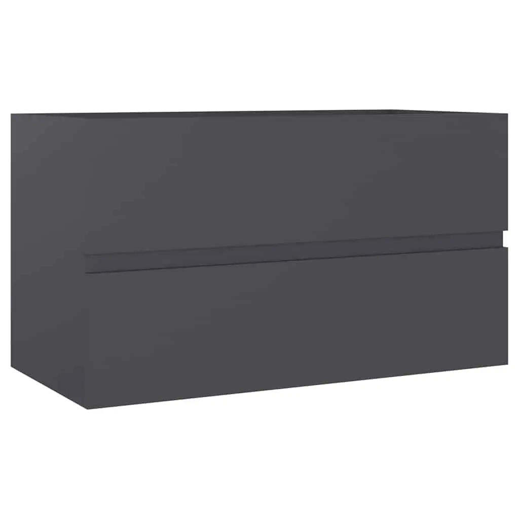 Grey 2-Piece Bathroom Storage Cabinet & Mirror