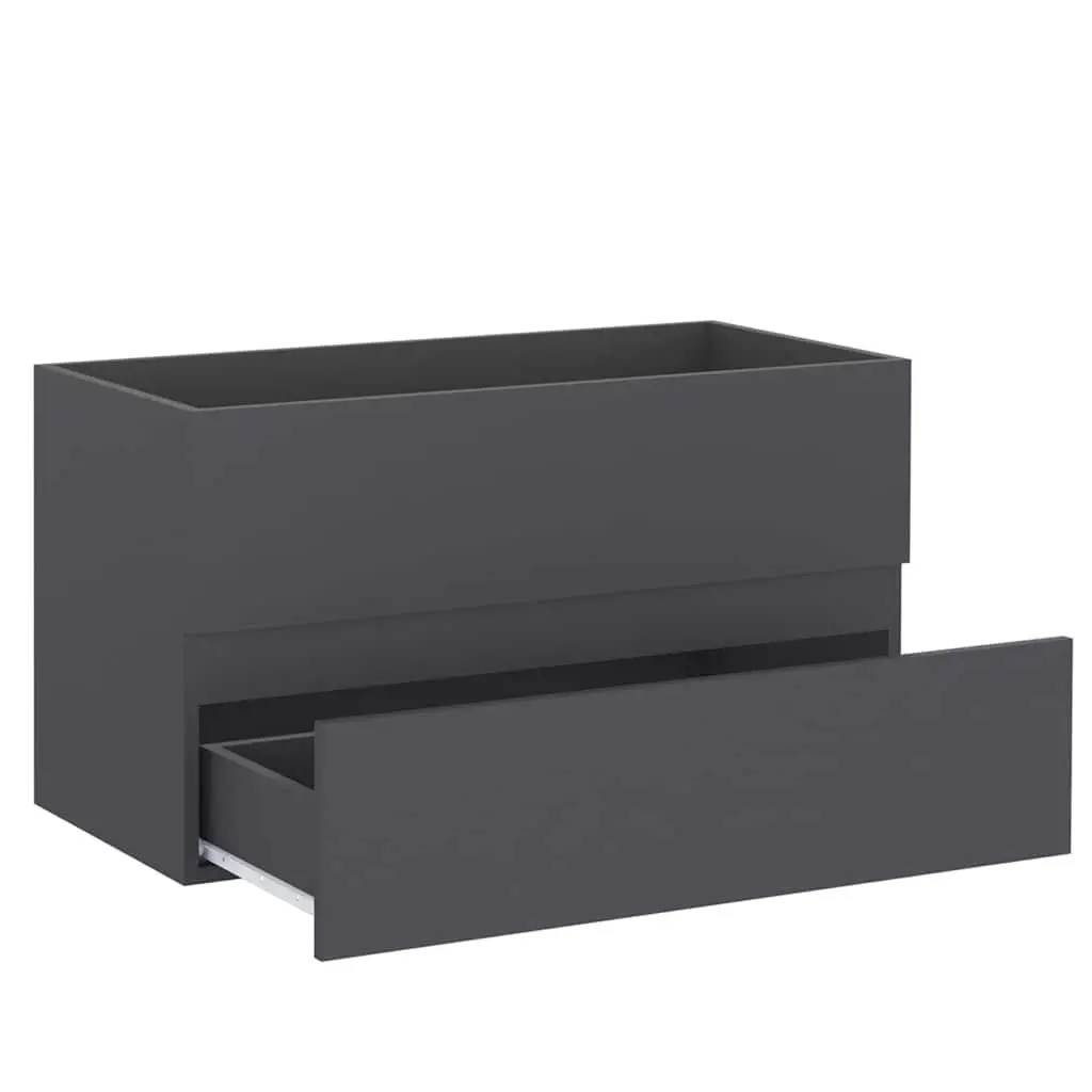 Grey 2-Piece Bathroom Storage Cabinet & Mirror
