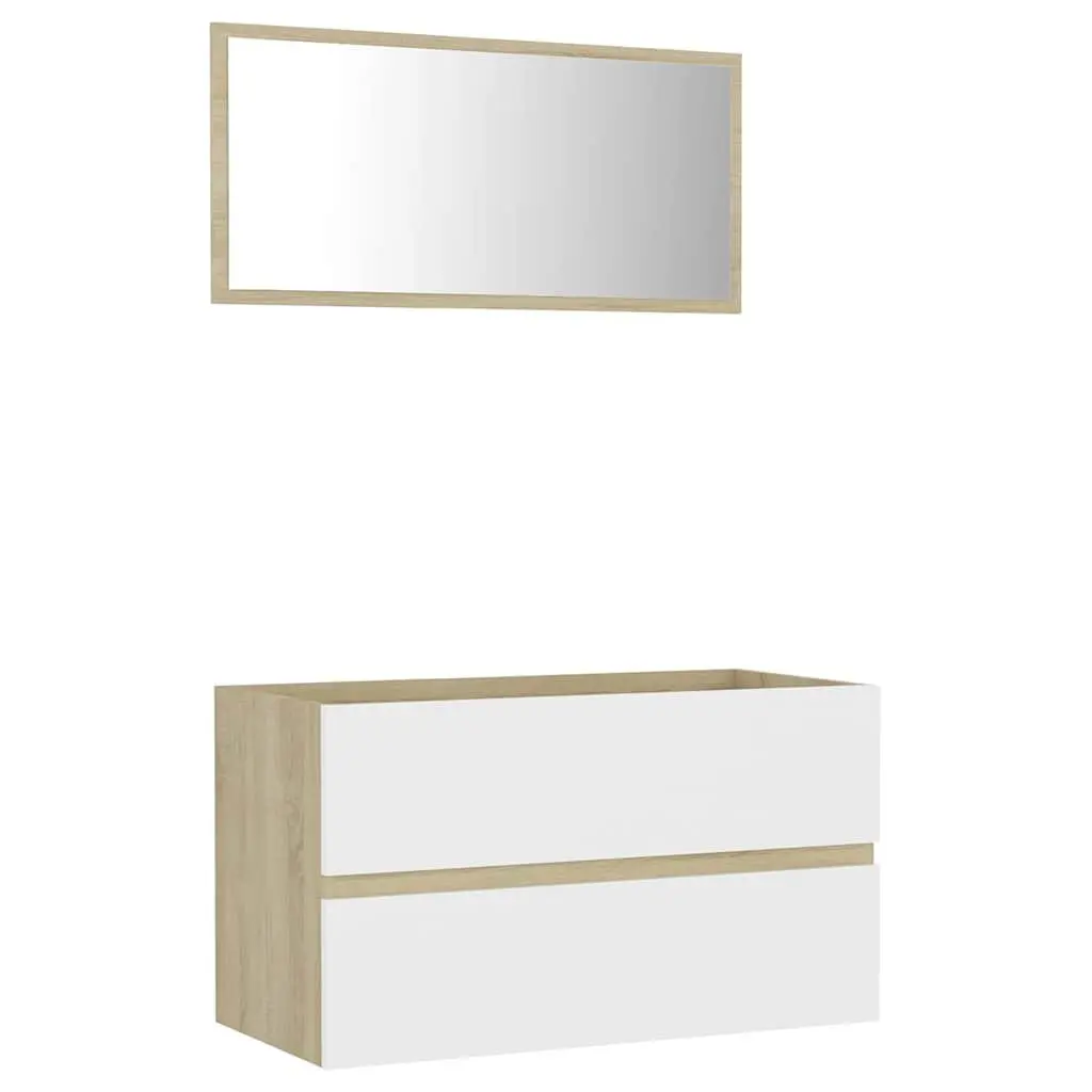 Bathroom Set Engineered Wood 2 Piece White Sonoma Oak