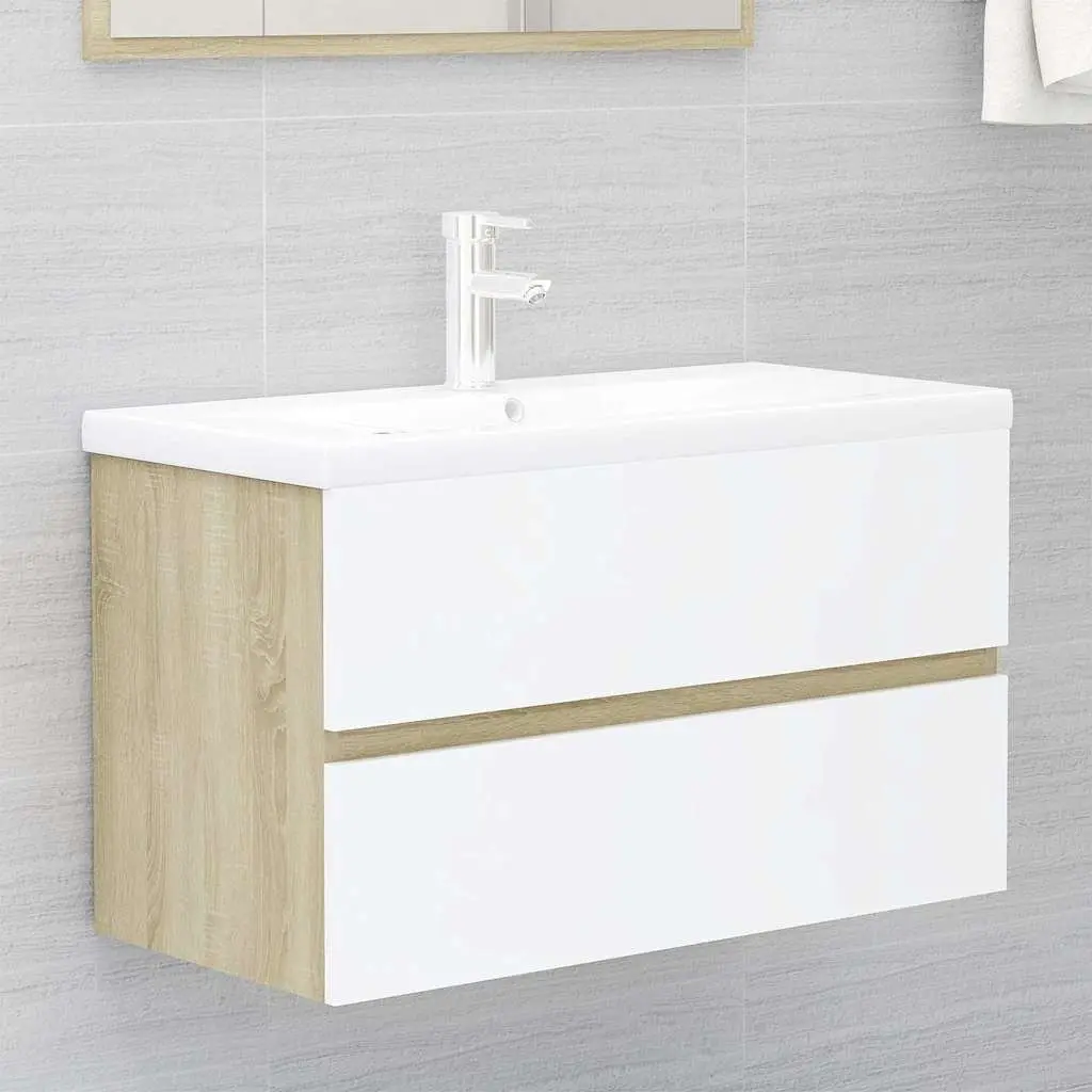 Bathroom Set Engineered Wood 2 Piece White Sonoma Oak