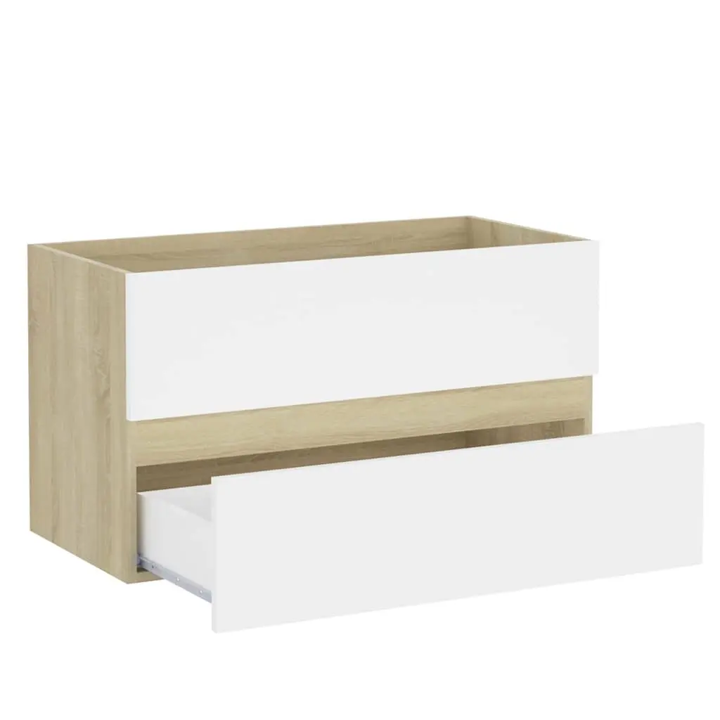 Bathroom Set Engineered Wood 2 Piece White Sonoma Oak