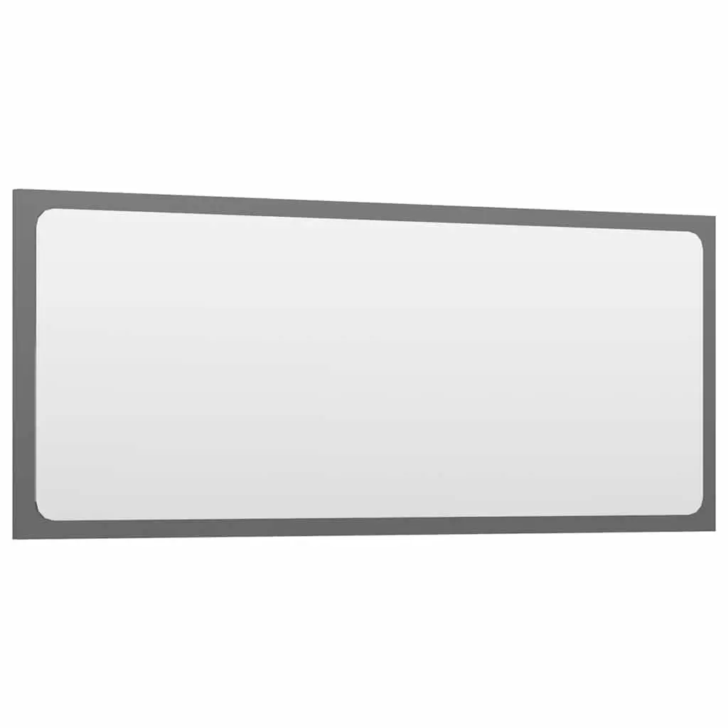 Bathroom Set Engineered Wood Grey High Gloss Cabinet Mirror