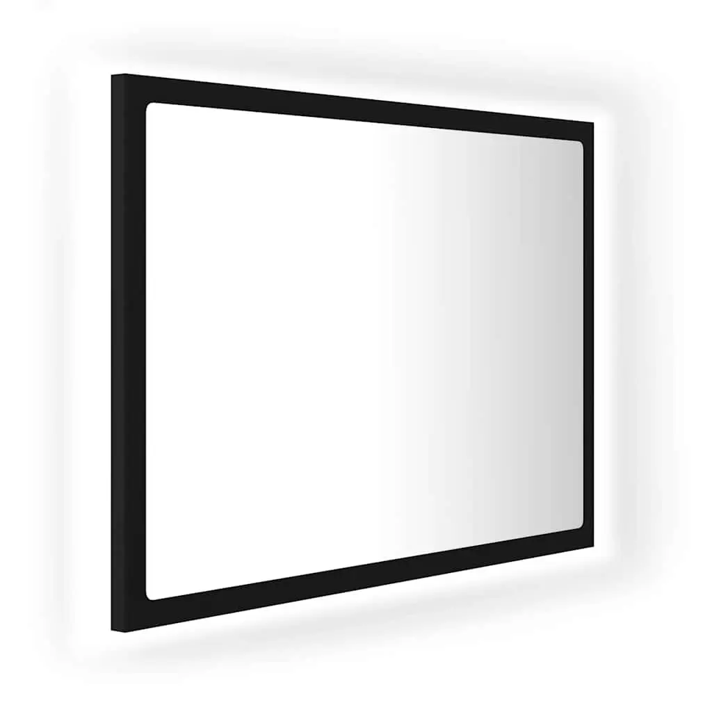 LED Bathroom Mirror Engineered Wood Acrylic 60x8.5x37 cm Black