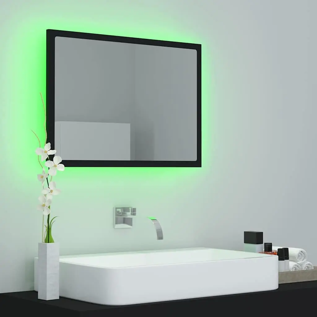 LED Bathroom Mirror Engineered Wood Acrylic 60x8.5x37 cm Black