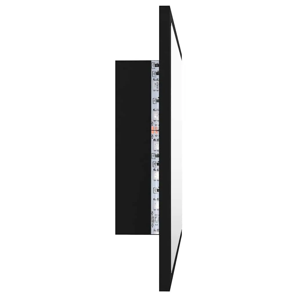 LED Bathroom Mirror Engineered Wood Acrylic 60x8.5x37 cm Black