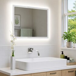 Stylish Wall-Mounted LED Bathroom Mirror with RGB Lighting