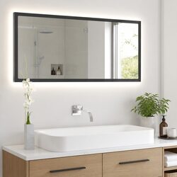 Premium Grey LED Bathroom Mirror 100x8.5x37 cm