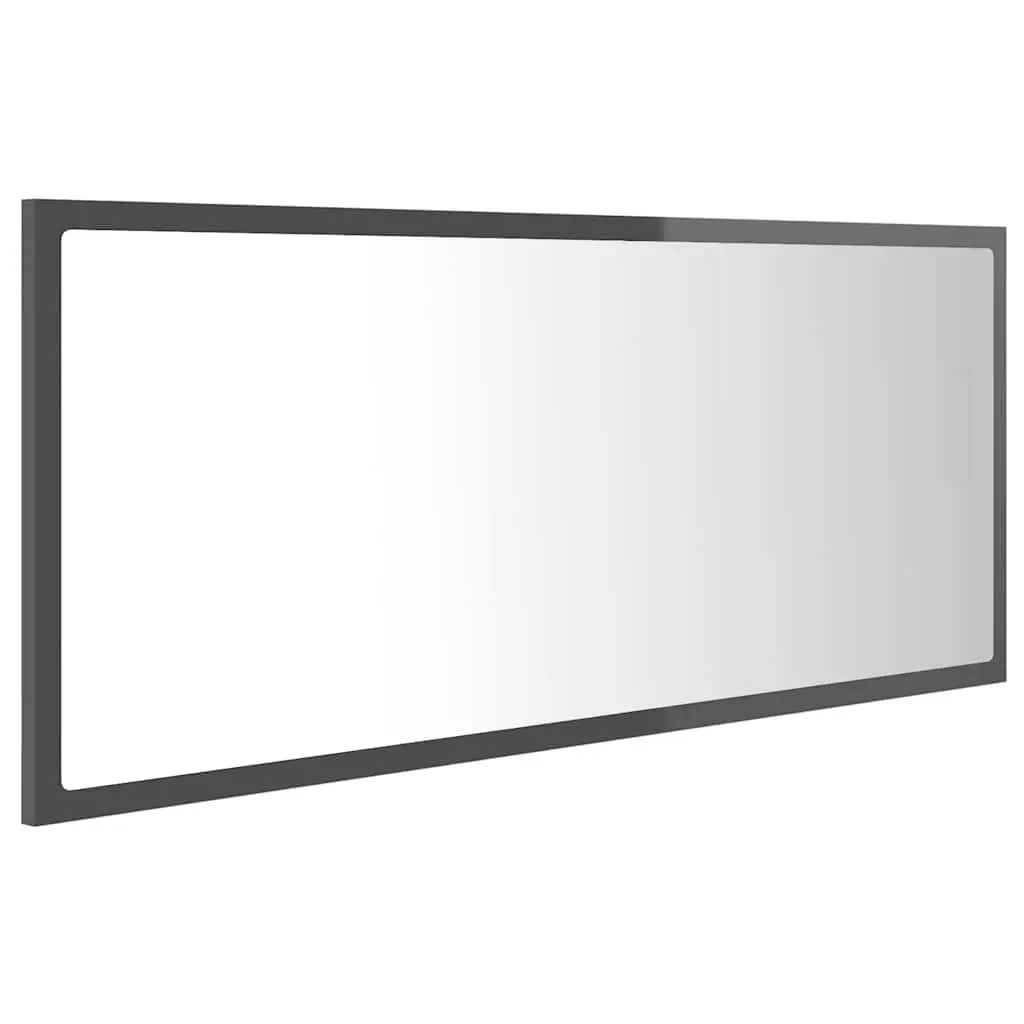 Bathroom Mirror Engineered Wood Acrylic 100x8.5x37 cm Grey Wall Mounted with RGB Light
