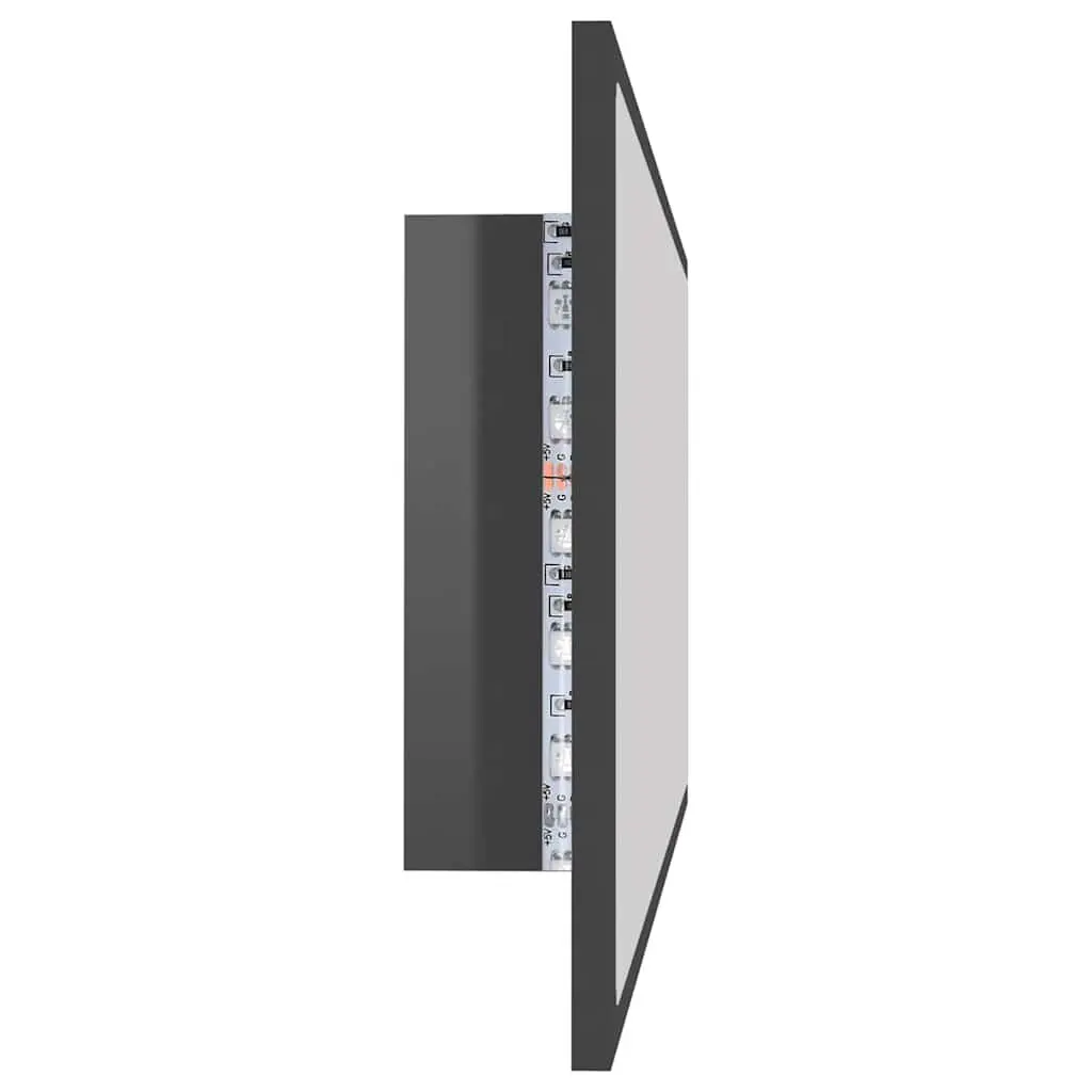 Bathroom Mirror Engineered Wood Acrylic 100x8.5x37 cm Grey Wall Mounted with RGB Light