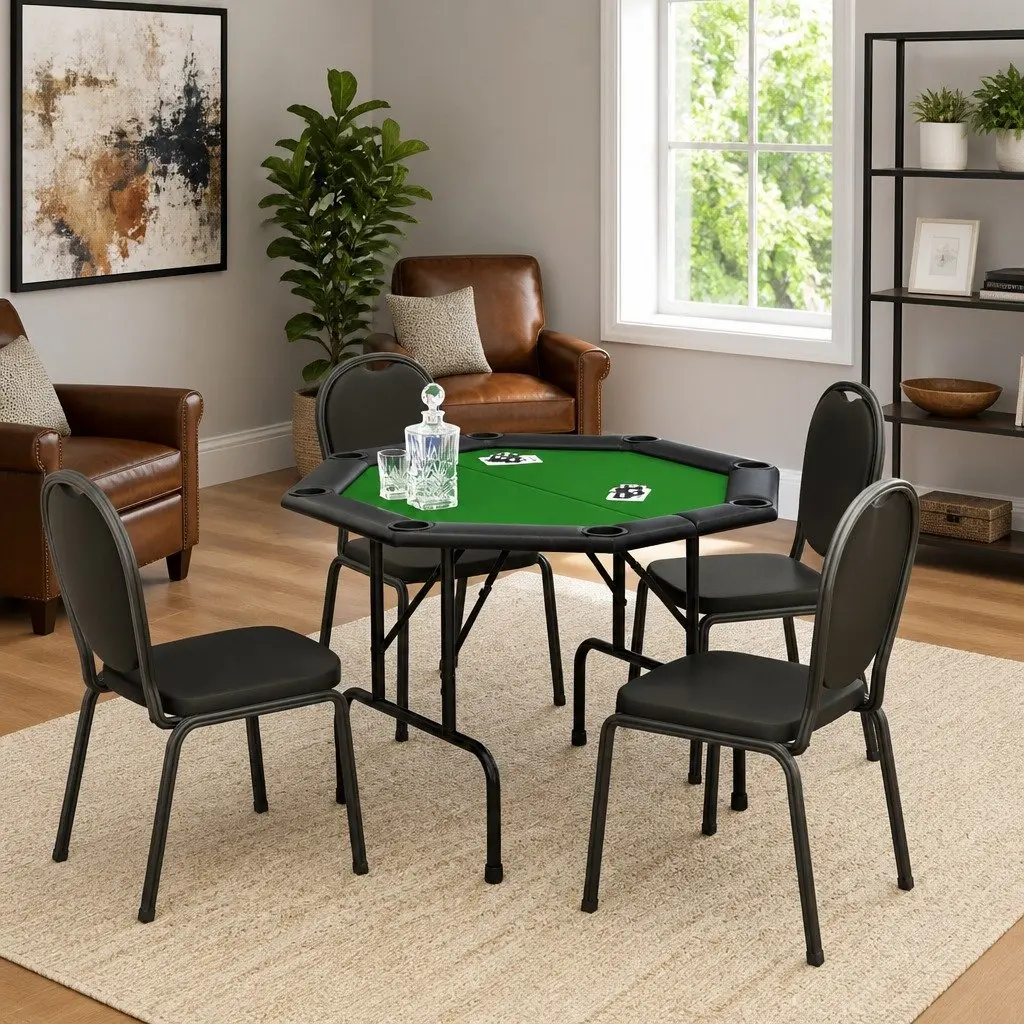 Poker Table Felt Green 8 Player Folding Steel Frame
