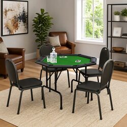 Green 8-Player Folding Poker Table for Casino Nights
