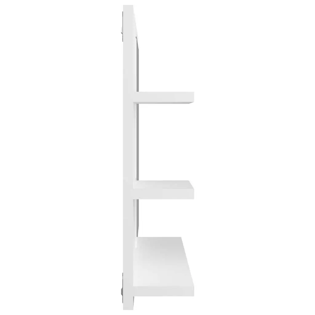 White Wall-Mounted Bathroom Mirror with Shelves