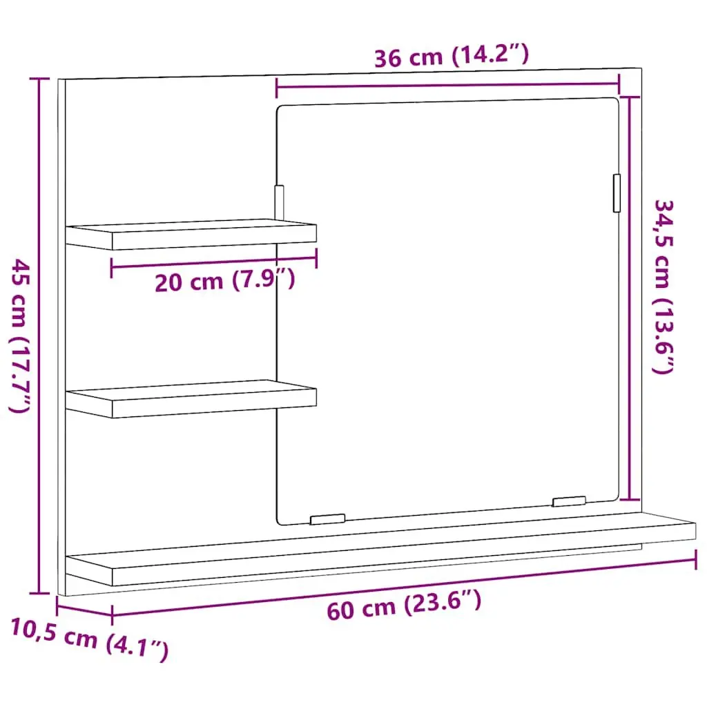 White Wall-Mounted Bathroom Mirror with Shelves