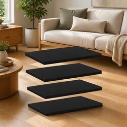 Engineered Wood Black Bookshelf Boards Set of 4