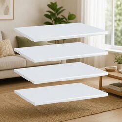 High Gloss White Bookshelf Boards – 4 Pieces 40x30x1.5 cm