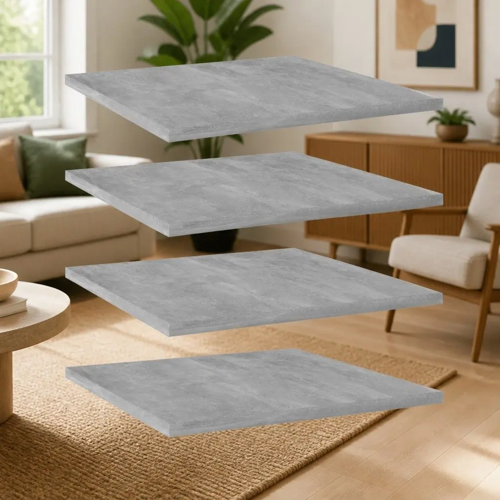 Engineered Wood Grey Floating Shelves Set of 4