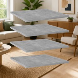 Bookshelf Boards Grey Floating Shelves Storage Solution Engineered Wood Set of 4