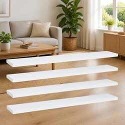 Durable White Bookshelf Boards 4 pcs 60x10x1.5 cm