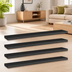 High Gloss Black Bookshelf Boards - 4 Pack, 60x10x1.5 cm