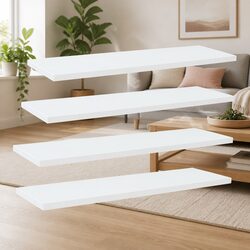 Premium Quality White Bookshelf Boards, Set of 4