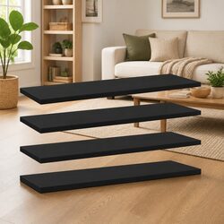High-Quality Black Floating Shelf Boards Set of 4
