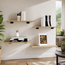 4-Piece Sonoma Oak Bookshelf Boards - Engineered Wood Shelves
