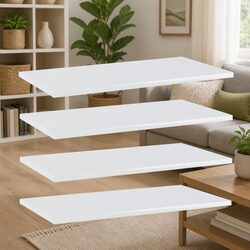 Set of 4 White Floating Shelf Boards for Wall Storage