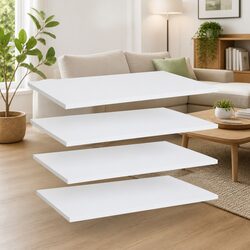 Durable White Floating Bookshelf Boards 60x40 cm - Set of 4