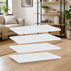 Set of 4 White Floating Shelf Boards for Stylish Storage