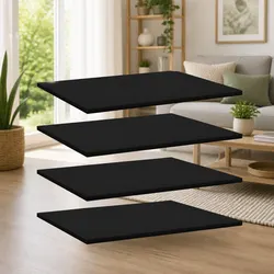 High-Quality Black Floating Bookshelf Boards - 4 Pack