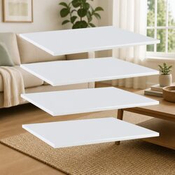 Set of 4 White Wall-Mounted Floating Shelf Boards