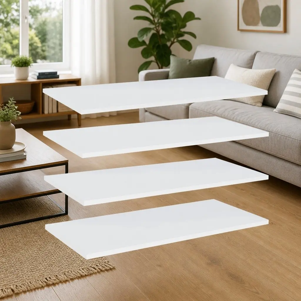 White Floating Bookshelf Boards for Storage