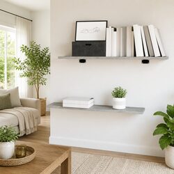 Grey 4-Piece Engineered Wood Bookshelf Boards