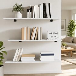 Sturdy Floating Bookshelf Boards – 4 Pieces in White
