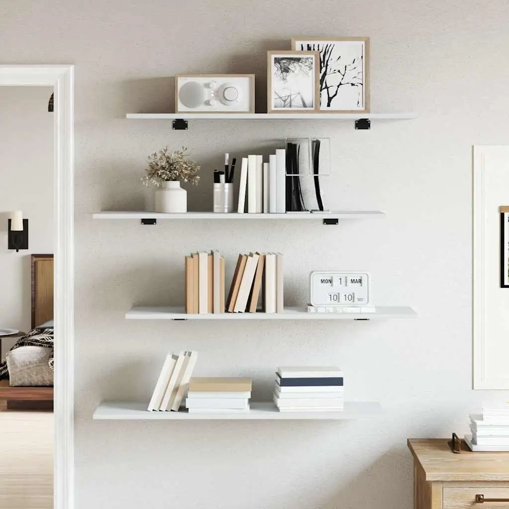 Floating Bookshelf Boards Engineered Wood 80 x 30 x 1.5 cm White 4 Pieces