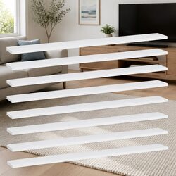Sturdy White Floating Bookshelf Boards - 8 Piece Set