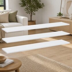 Premium White Floating Bookshelf Boards - 4 Pack