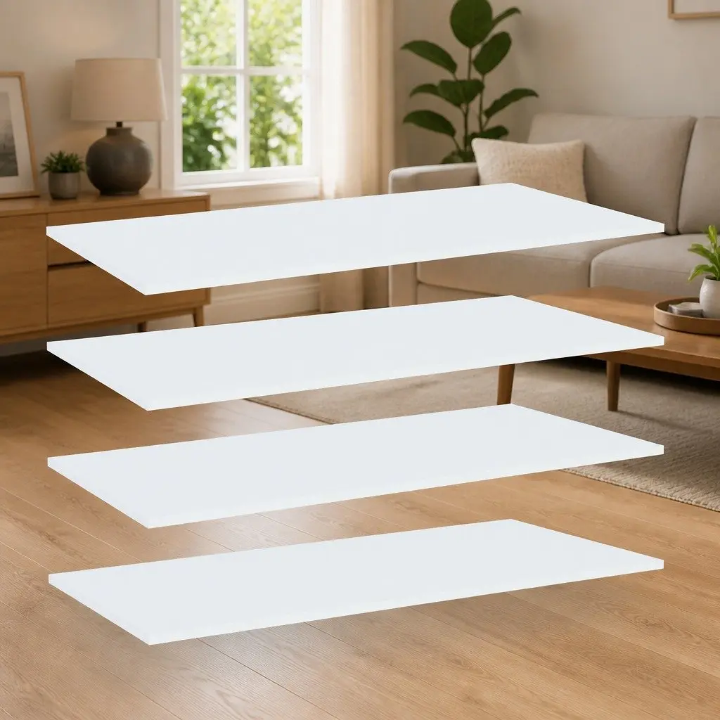 White Floating Bookshelf Boards Set of 4