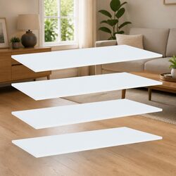 Durable White Floating Bookshelf Boards Set of 4