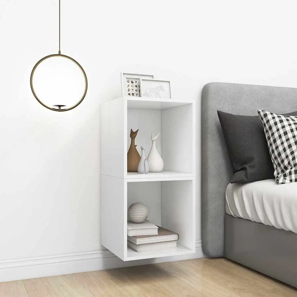 White Wall Cabinet 2 pcs 37x37x37 cm Engineered Wood