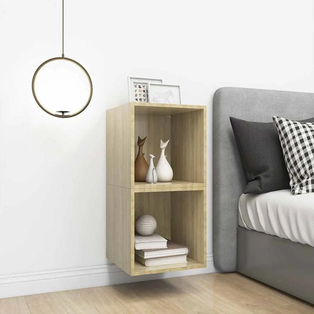Brown Floating Wall Cabinets, Set of 2