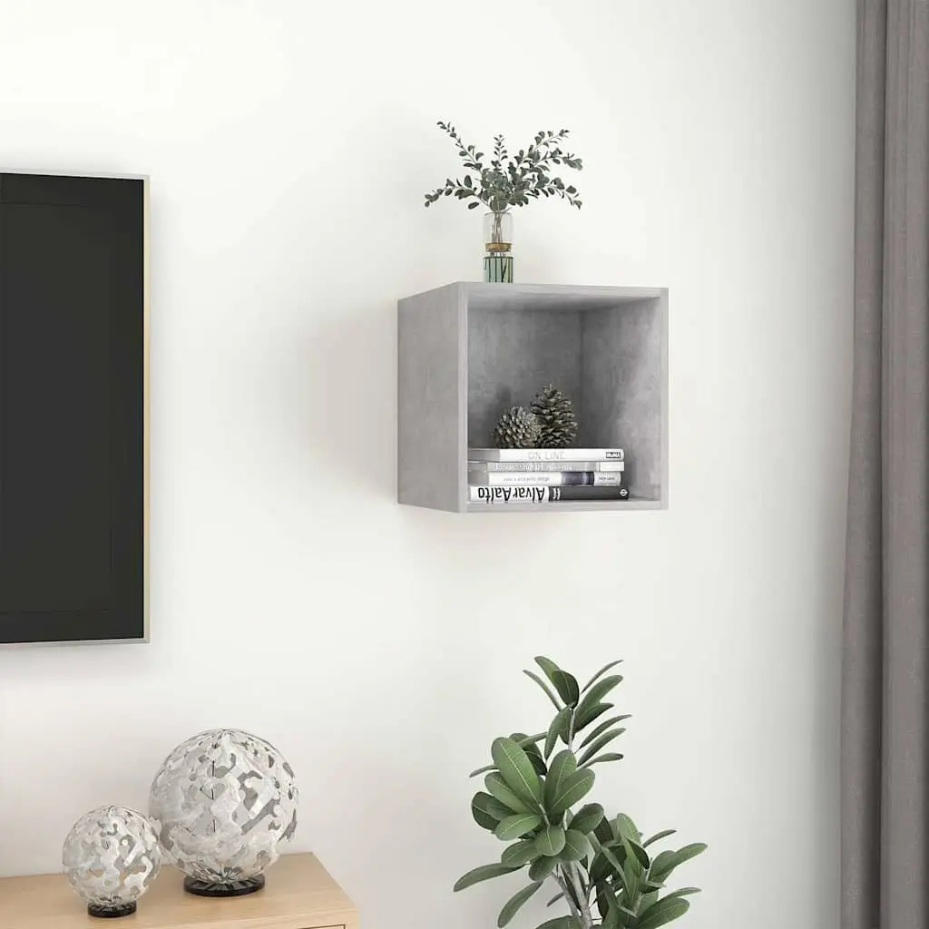 Engineered Wood Grey Wall-Mounted Floating Storage Cabinet