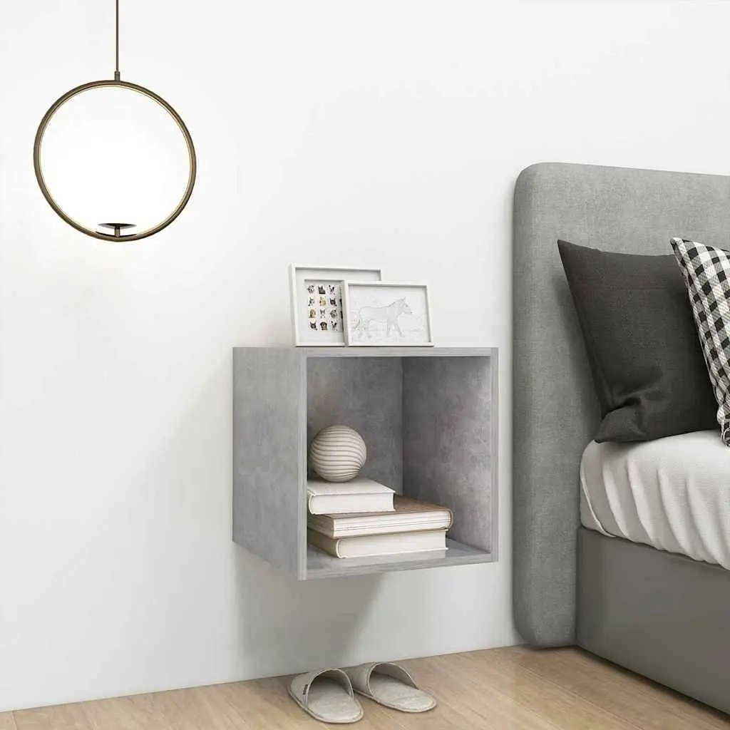 Engineered Wood Grey Wall-Mounted Floating Storage Cabinet